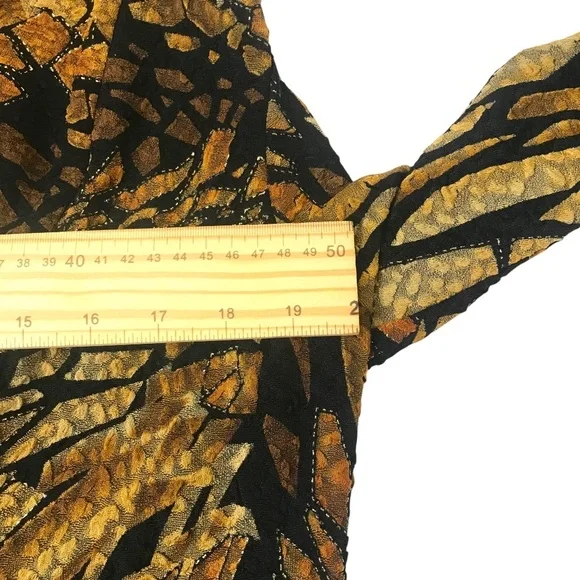 Retro Abstract Print Drape Jacket/Kimono Jacket/Abstract Metallic Open Front - Picture 9 of 16